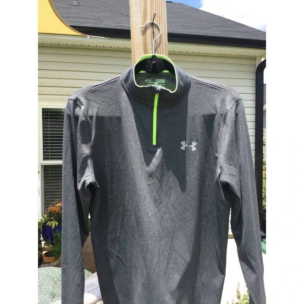 Under armour youth 1/2 zip pullover athletic logo neon yellow sz yxl extra large